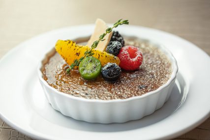 close up of earl grey creme brulee