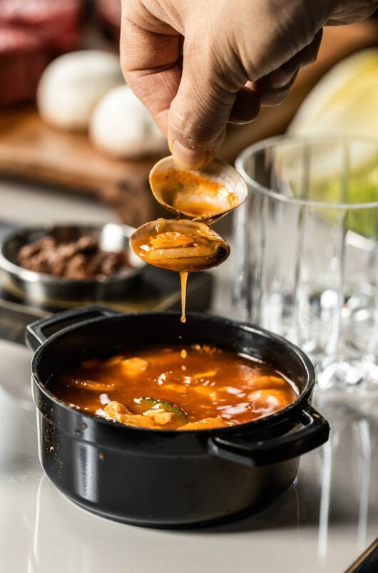 soft seafood stew with clams